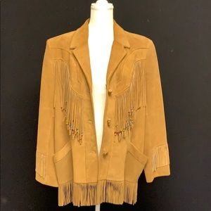 Vintage “Pioneer Wear” leather fringed jacket (L)